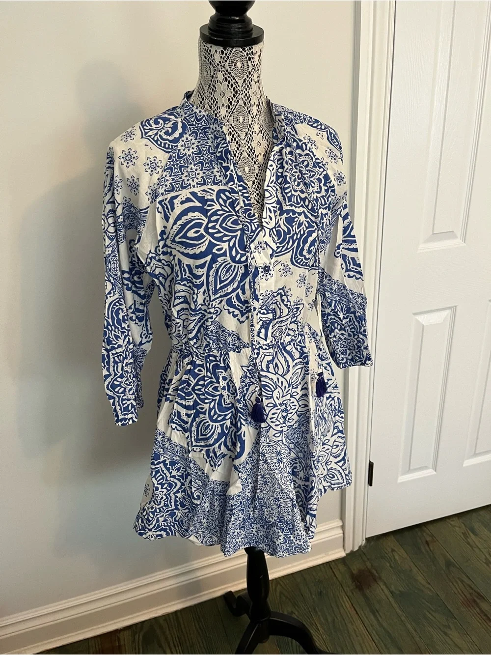 blue and white dress zara New In Spring Dresses  How gorgeous are these new dresses from @ zara I'm obsessed! The is my favourite the bow detail is so pretty the fit is ZARA WOMEN STRIPED BELTED SHIRT